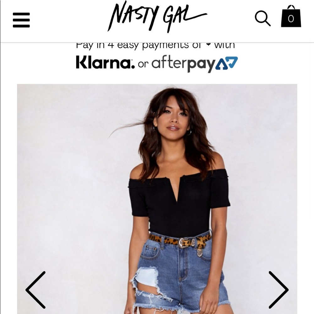 NastyGal black V off the shoulders bodysuit